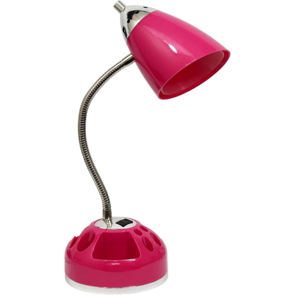 Simple Designs Flossy Organizer Desk Lamp With Charging Outlet Lazy Susan Base